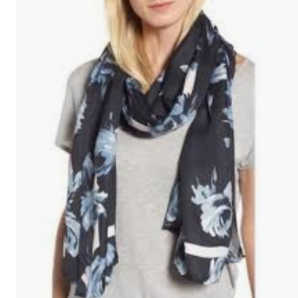kate spade Accessories - kate spade night rose silk oblong scarf nwt